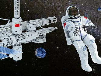 Modern Astronaut Satellite Spacecraft Combined Space Satellite Beidou Navigation Satellite 3d model