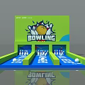 Fun Bowling Interactive Zone With Lanes Pins Balls And Green Design Setup 3d model