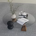 Round Glass Coffee Table With Vase Book Cup And Decor
