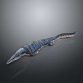 Realistic Long Snouted Striped Reptile Model With Blue Black Body On Dark Background