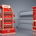 Coca-Cola Retail Store Interior With Red Illuminated Display Shelves And Bottles 3d model