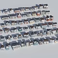 Various Small House Models Arranged On Gray Background With Different Styles 3d model
