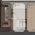 New Chinese-style partition screen partition combination 3d model