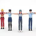 Various Profession Characters Including Firefighters Police and Casual Person Standing with Arms Outstretched