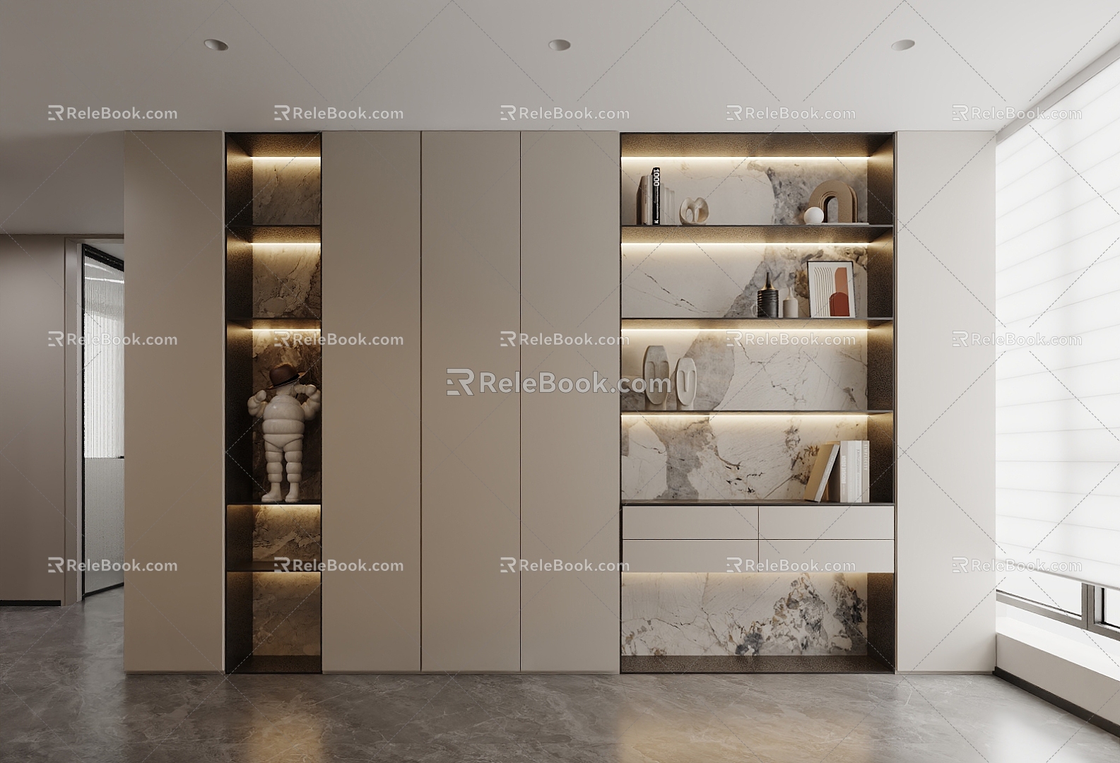 Bookcase Decorative Cabinet Locker 3d model