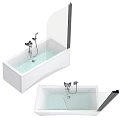 Modern Bathtub Designs With Glass Screens Shower Fixtures And White Finish