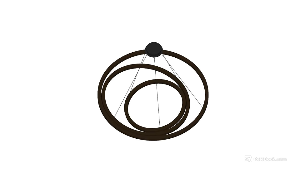 Modern Black Circular Rings Hanging Chandelier With Minimalist Design Structure 3d model 