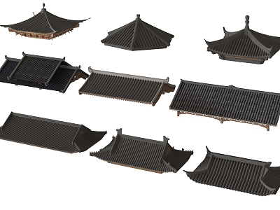 Chinese-style Ancient Building Roof Ancient Building Eaves Chinese-style Building Eaves Roof Tile Roof 3d model