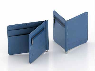 Blue Leather Wallet Open And Half Open Design With Zipper Pockets And Card Slots 3d model Blue Leather Wallet Open And Half Open Design With Zipper Pockets And Card Slots 3d model