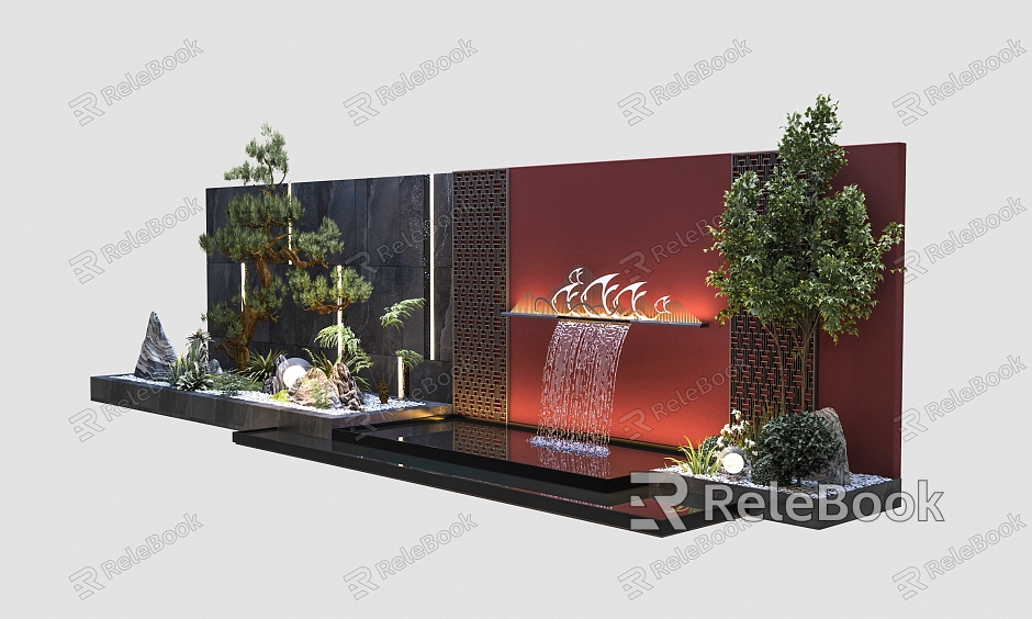 Modern stacked water view wall entrance view wall model