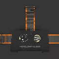TECBEARS Modern Bedside Lamp With Black Body Orange Gray Accents And Two Bulbs