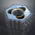 Industrial Metal Hexagonal Mechanical Component With Threaded Hole Multiple Holes And Textured Surface 3d model