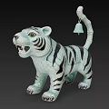 Artistic Tiger Sculpture With Black Striped Design And Tail Hanging Bell Ornament