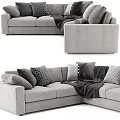 Cozy L shaped Leisure Sofa Set with Soft Pillows and Warm Blanket for Living Room