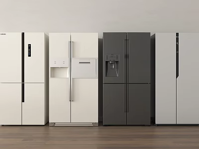 Modern Refrigerators In Various Colors Featuring Side By Side Display And Sleek Design 3d model
