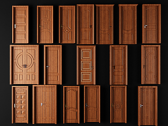 Jianou swing door solid wood door decorative door single door 3d model