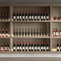 Modern Wooden Wine Cabinet With Multiple Shelves Illuminated Lighting And Various Wine Bottles