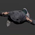 A Man In Gray Hoodie Green Pants White Sneakers Flexing Arms Showing Muscles