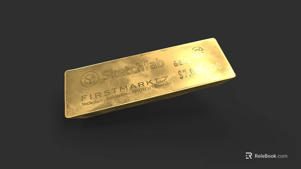 High Purity Gold Bar Jewelry with 999.9 Purity 500 Gram Weight and Brand Engravings 3d model 
