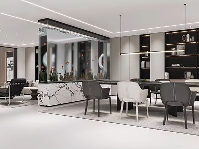 Modern Luxury Basement Interior Design With Stylish Furniture And Marble Decor 3d model