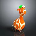 Cute Giraffe Game and Movie Character With Orange White Stripes And Green Hat