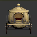 Ornate Golden Carriage with Intricate Decorative Details Classic Wooden Wheels and Elegant Design