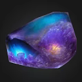 Purple Amethyst Crystal With Blue Iridescent Shine And Geometric Polyhedral Shape