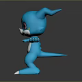 Blue Cartoon Game Movie Character With White Belly And Yellow Eyebrow Mark