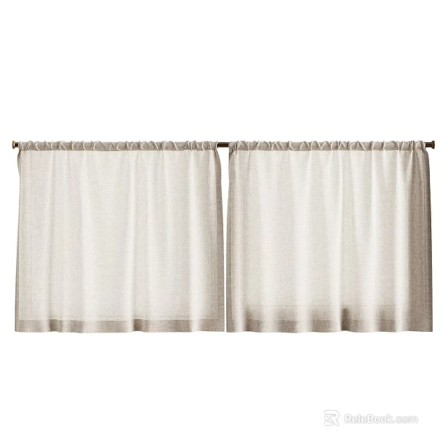 Beige Linen Window Curtains For Modern Home Decor Hanging Style 3d model 