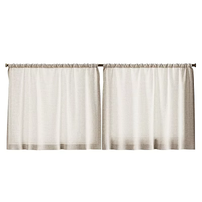 Beige Linen Window Curtains For Modern Home Decor Hanging Style 3d model