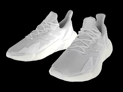 White Modern Sports Shoes With Mesh Upper And Lace Up Design 3d model
