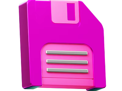 Pink Retro Floppy Disk With Classic Design As Vintage Computer Storage Device 3d model
