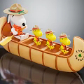 Snoopy Canoe Figurine With Yellow Birds Hats And Camp Snoopy Design