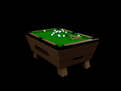 Billiard Table Sports Equipment With Green Felt Surface Billiard Balls And Cue Rack 3d model