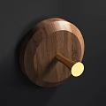 Elegant Walnut Wood Wall Hook With Circular Design And Gold Metal Hook