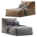 Modern Lazy Sofa With Soft Pillows Cozy Blanket And Plush Neutral Fabric 3d model