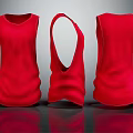 Three Red Tank Tops Displayed From Front Back And Side Views 3d model