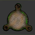 Cartoon Turtle Scene With Green Surface Stone Textured Area And White Pillars Central Hole