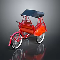 Vintage Red Tricycle With Black Canopy Classic Retro Design Features