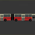 Red and White Articulated Bus With Shiny Exterior And Surface Reflection 3d model