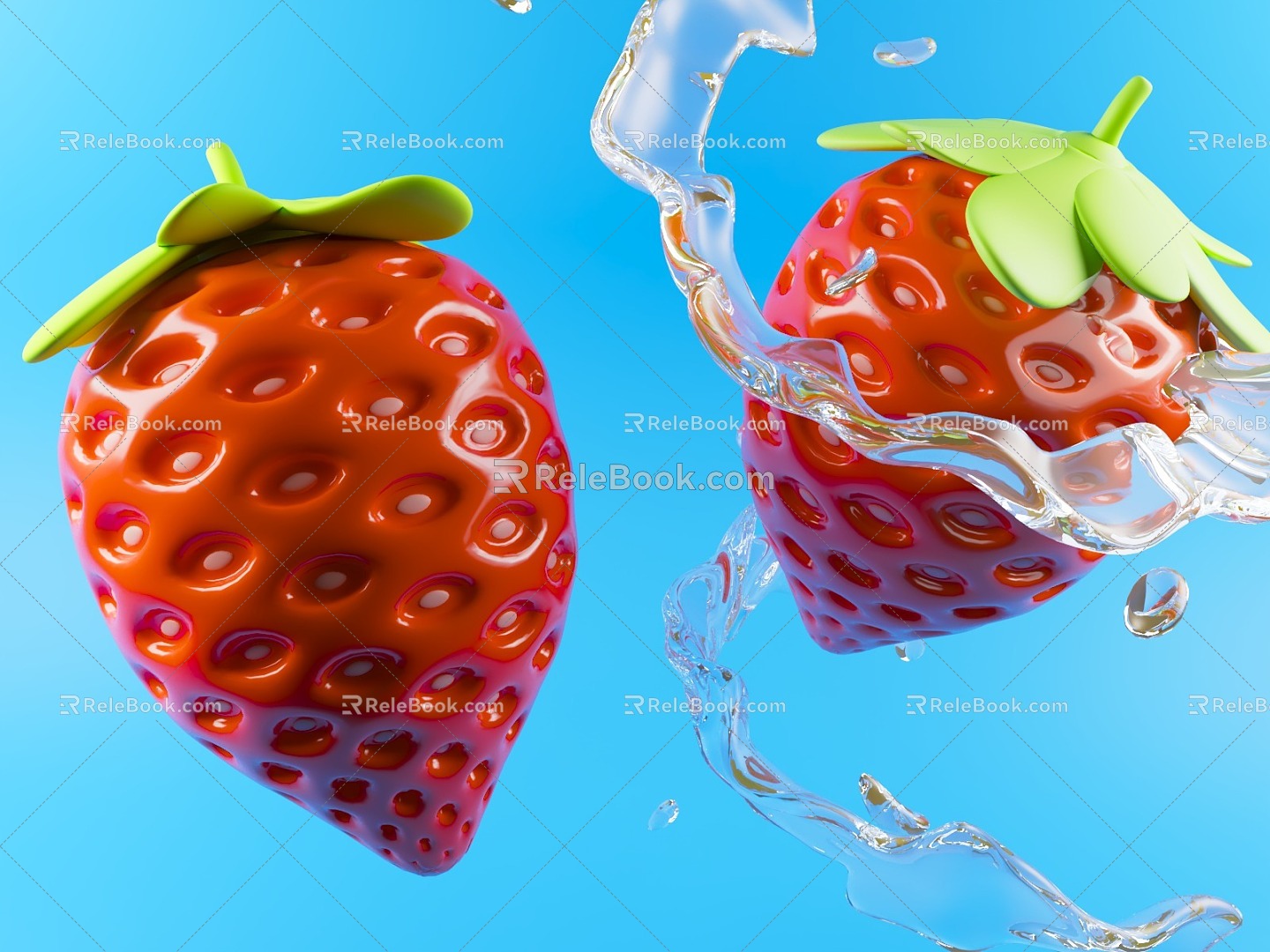 Summer Drink Strawberry Milk Tea Strawberry Fruit Strawberry Drink Fruit Stereogram 3d model