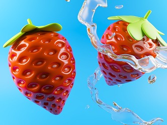 Summer Drink Strawberry Milk Tea Strawberry Fruit Strawberry Drink Fruit Stereogram 3d model