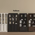 Poliform Modern Bookcase Collection With Arched Glass Doors Various Colors And Decor Items