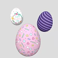 Vibrant Easter Egg Decorative Ornament Set Featuring Floral Striped And Candy Heart Designs