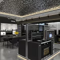 ZB Smart Spray Clean Kitchen Appliances Showroom With Modern Display And Cabinets