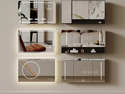 Modern Mirror Designs For Home Interiors With LED Lights And Storage Features 3d model