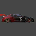 Black And Red Sports Car With Rear Spoiler And Sporty Design