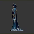 Game Movie Character In Blue Robe With Golden Decorations And Lantern Accessory