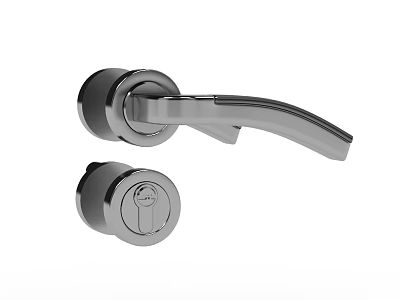 Sleek Chrome Door Handle With Integrated Lock And Modern Design For Home Security 3d model
