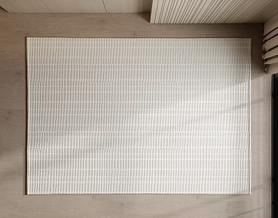 Square Light Colored Grid Pattern Modern Rug On Bright Wooden Floor 3d model